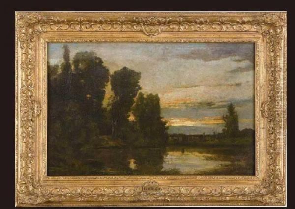 Sunset Oil Painting by Charles-Francois Daubigny