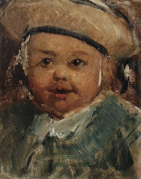 Portrait Of The Artist's Son In A Sailor Outfit Oil Painting by Charles-Francois Daubigny