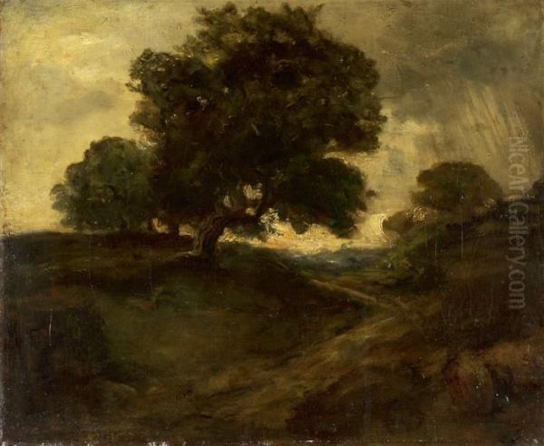 Wanderweg In Weiter Landschaft Oil Painting by Charles-Francois Daubigny