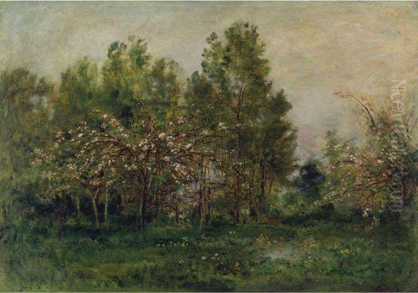 Apple Blossoms Oil Painting by Charles-Francois Daubigny