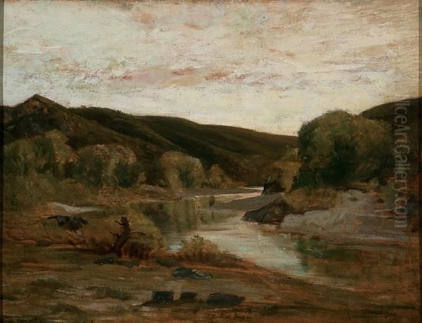 A River In The Hills Oil Painting by Charles-Francois Daubigny