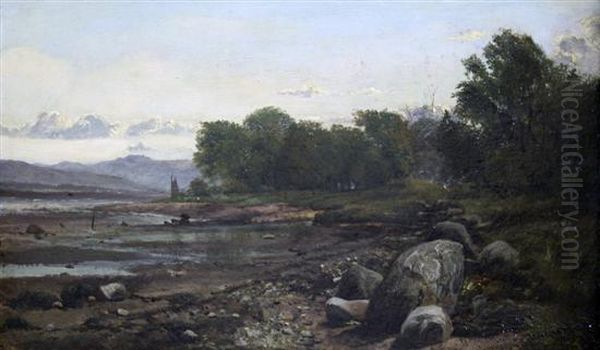 River Landscape Oil Painting by Charles-Francois Daubigny