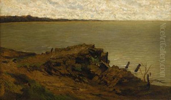 Inlet Off The Coast Of Villerville Oil Painting by Charles-Francois Daubigny