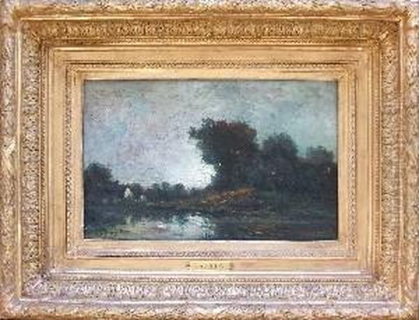 Paysage A L'etang Etchaumiere Oil Painting by Charles-Francois Daubigny