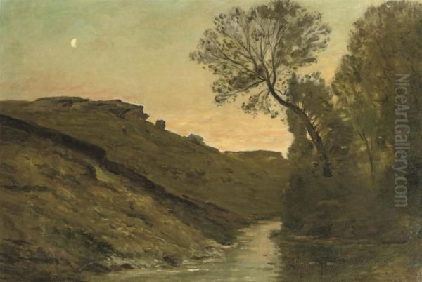 Le Ravin Oil Painting by Charles-Francois Daubigny