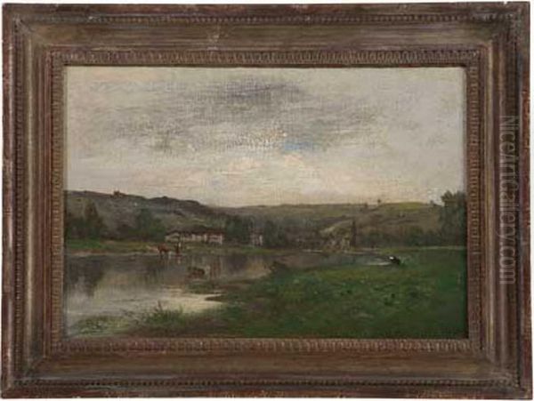 L'abreuvoir Oil Painting by Charles-Francois Daubigny