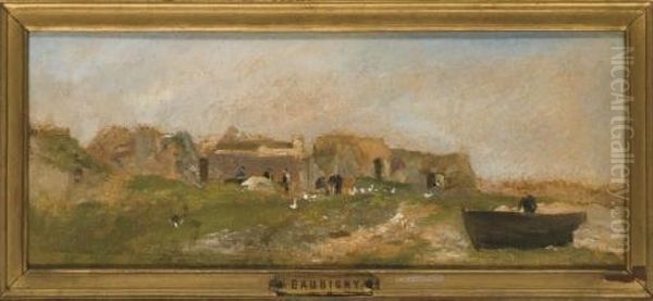 Le Chausey Le Hameau Des Blainvilliers Oil Painting by Charles-Francois Daubigny