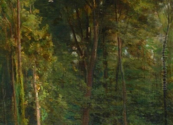 Kuhe Am Teich In Einer Waldlichtung Oil Painting by Charles-Francois Daubigny