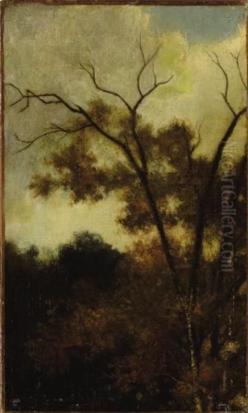 Woodland Landscape Oil Painting by Charles-Francois Daubigny