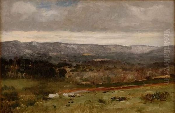 Le Chemin De Terre Sous Un Ciel Nuageux Oil Painting by Charles-Francois Daubigny