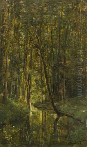 Waldstuck Mit Bach Oil Painting by Charles-Francois Daubigny