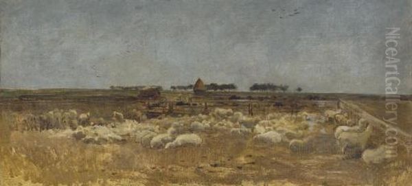 Le Parc A Moutons Oil Painting by Charles-Francois Daubigny