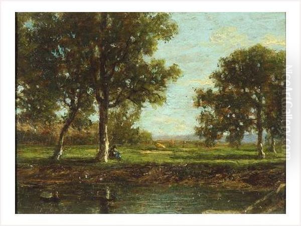 Val Lambi Oil Painting by Charles-Francois Daubigny