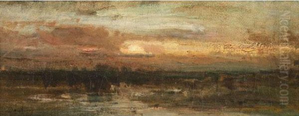 Etude De Ciel, Lever Delune Oil Painting by Charles-Francois Daubigny