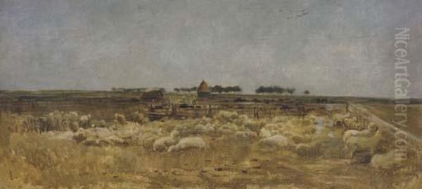 Le Parc A Moutons Oil Painting by Charles-Francois Daubigny