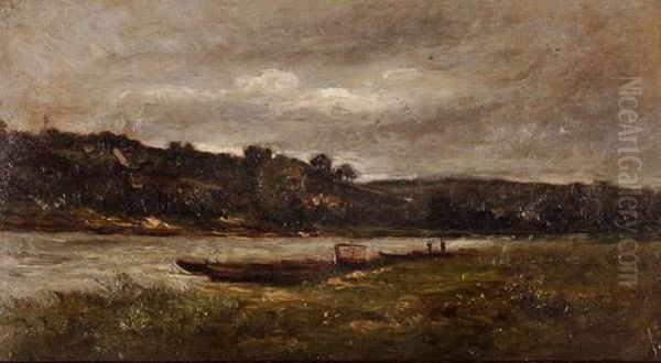 Bords De Riviere Par Temps Orageux Oil Painting by Charles-Francois Daubigny