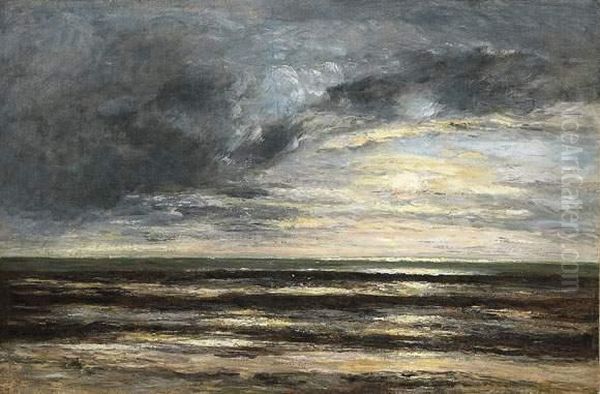 Bord De Mer, Soleil Couchant Oil Painting by Charles-Francois Daubigny