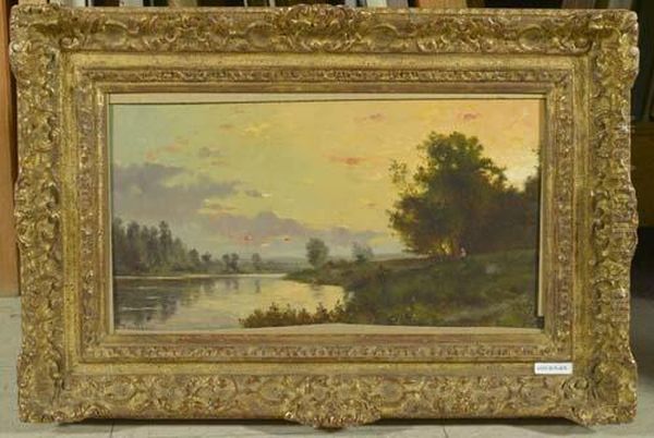 Les Sablieres Pres De Valmondois. Oil Painting by Charles-Francois Daubigny