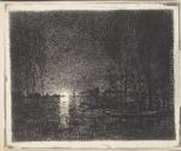 Effet De Nuit Oil Painting by Charles-Francois Daubigny