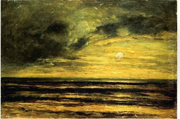 Coucher De Soleil Sur La Mer Oil Painting by Charles-Francois Daubigny