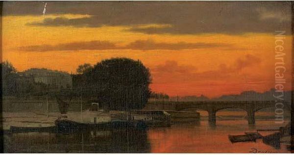 Coucher De Soleil Oil Painting by Charles-Francois Daubigny