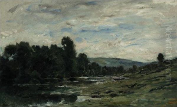 Le Bord De Riviere Oil Painting by Charles-Francois Daubigny