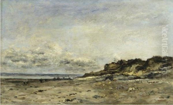 Low Tide At Villerville Oil Painting by Charles-Francois Daubigny