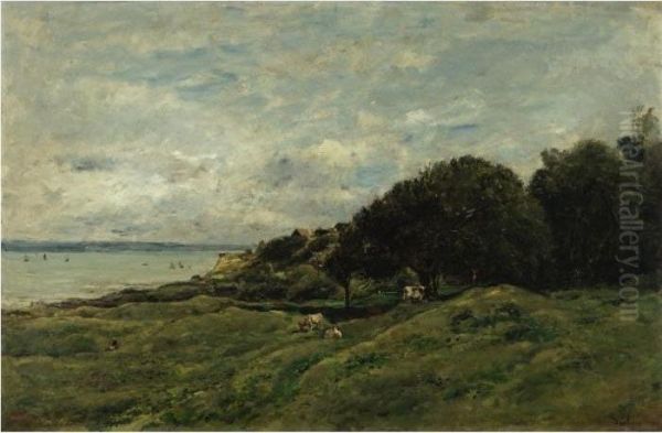 Les Graves Pres De Villerville Oil Painting by Charles-Francois Daubigny