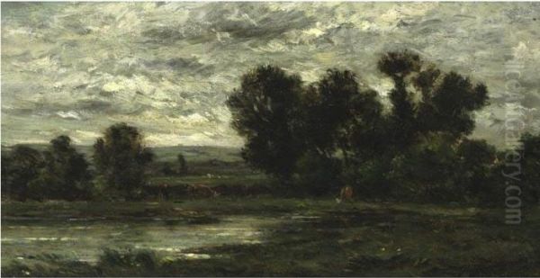 Le Labours, Auvers Oil Painting by Charles-Francois Daubigny