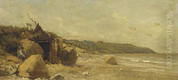 La Cabane De Bain De Daubigny Oil Painting by Charles-Francois Daubigny