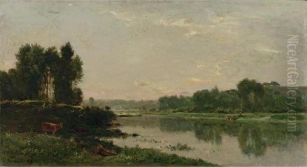 Bords De Riviere Oil Painting by Charles-Francois Daubigny