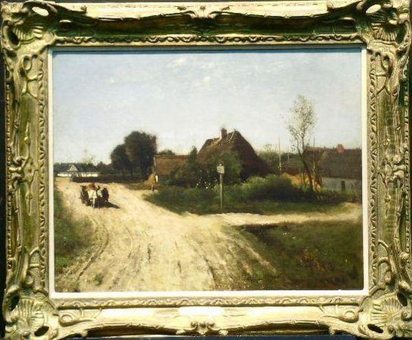 Village Road Oil Painting by Charles-Francois Daubigny