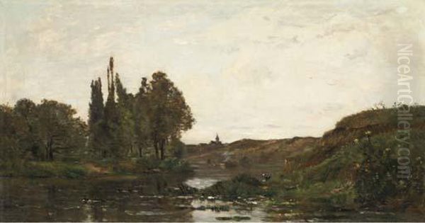 Les Bords De L'oise Oil Painting by Charles-Francois Daubigny