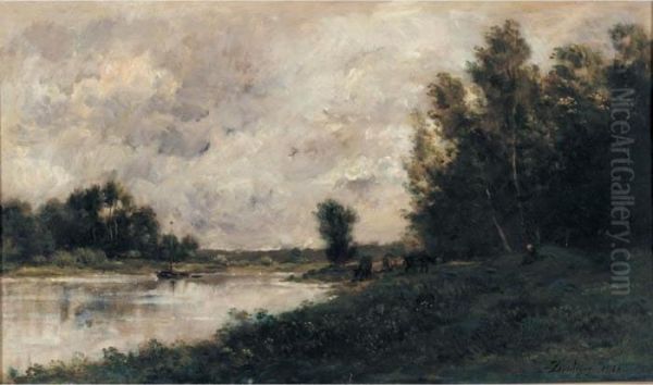 Bords De L'oise Oil Painting by Charles-Francois Daubigny