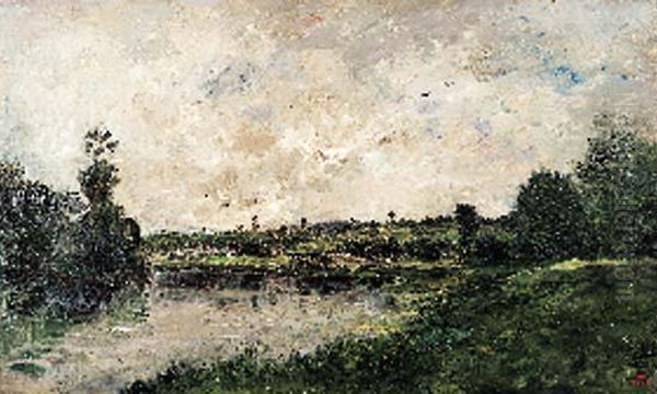 Bord De L'oise, Probablement Les Sablieres De Valmondois. Oil Painting by Charles-Francois Daubigny