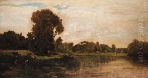 Les Bords De L'oise Oil Painting by Charles-Francois Daubigny