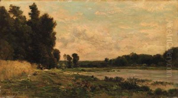 Washerwomen By The River Oil Painting by Charles-Francois Daubigny