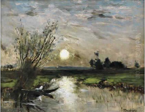 L'etang Au Crepuscule Oil Painting by Charles-Francois Daubigny