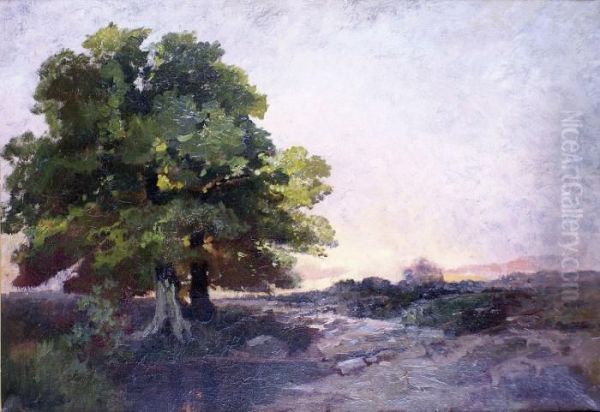 Soleil Couchant A L'oree De La Foret Oil Painting by Karl Pierre Daubigny