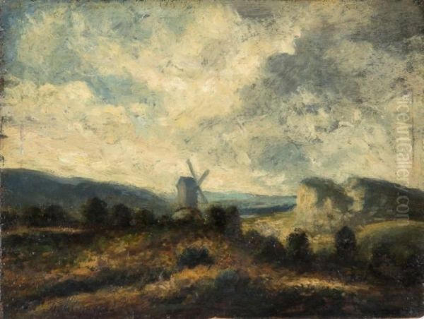 Effet De Lumiere Dans Un Paysage Au Moulin Oil Painting by Karl Pierre Daubigny