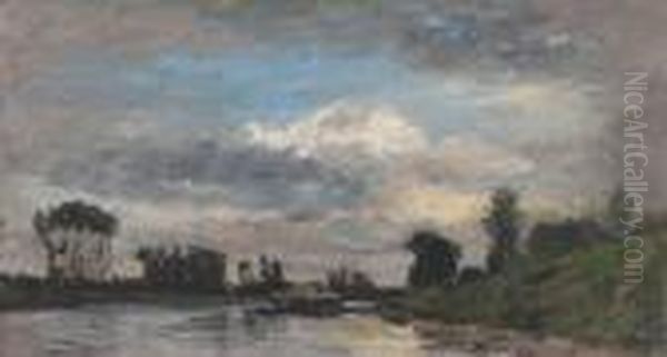 Bords De L'yonne A Montereau Oil Painting by Karl Pierre Daubigny