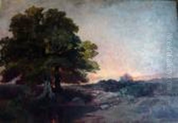 Soleil Couchant Oil Painting by Karl Pierre Daubigny