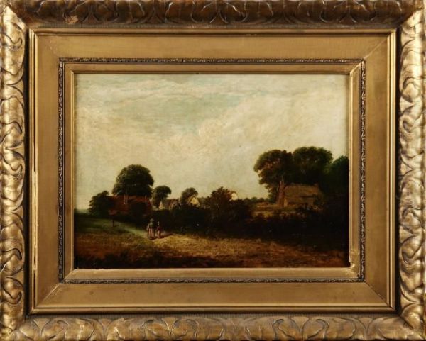 Pierre Familj Vid Landsvag Oil Painting by Karl Pierre Daubigny