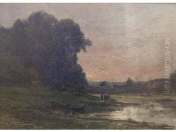 Bord De Riviere Oil Painting by Karl Pierre Daubigny