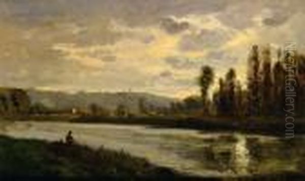 Bord De Riviere Oil Painting by Karl Pierre Daubigny