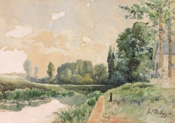 Bord De La Riviere Oil Painting by Karl Pierre Daubigny