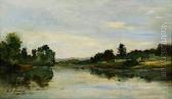 Les Bords De L'oise Oil Painting by Karl Pierre Daubigny