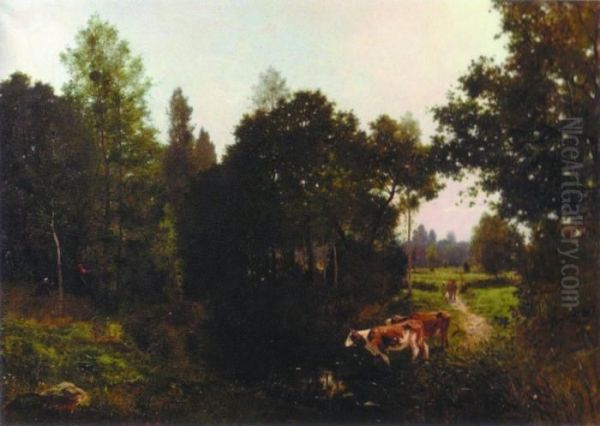 Scene Champetre Oil Painting by Karl Pierre Daubigny