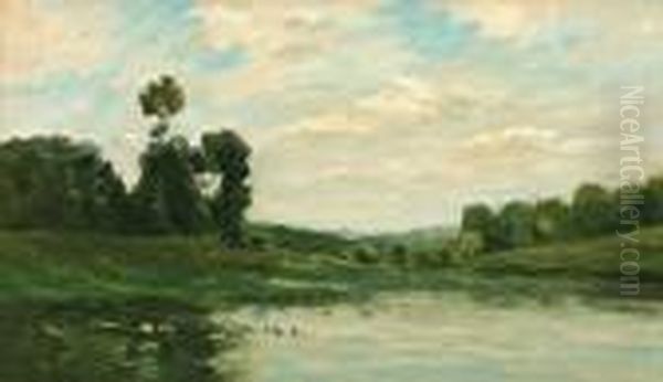  Bords De L'oise Pres D'auvers  Oil Painting by Karl Pierre Daubigny