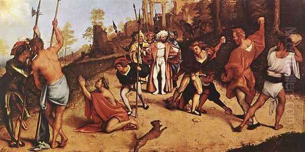 The Martyrdom of St Stephen 1516 Oil Painting by Lorenzo Lotto